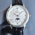 Replica TW Factory Omega Moon Phase Swiss Mechanical Leather Strap Watch 40mm 